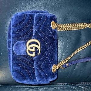 Blue Velour Small Gucci Bag